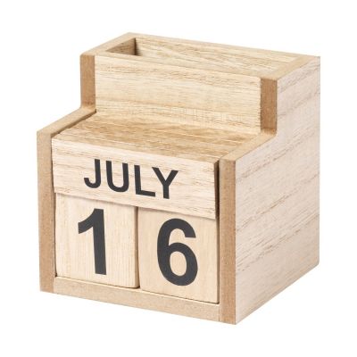 Wooden pen holder LAOREK with perpetual calendar