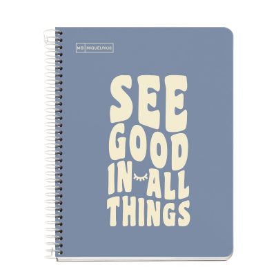 Folder A5 100l 5x5 square spiral 2 holes MESSAGES CORAL Miquelrius