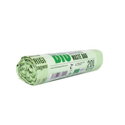 Garbage bag compostable / biodegradable 20l (42x54) 15 mic, 15pcs/roll, star base, BioBag