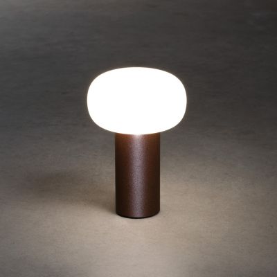 Lauavalgusti KONSTSMIDE Antibes LED juhtmevaba,H-19cm, 2,5W, aku, 2700/3000/4000K+RGB, alusega USB kaabel, IP54/ roostevärvi alum.+klaas