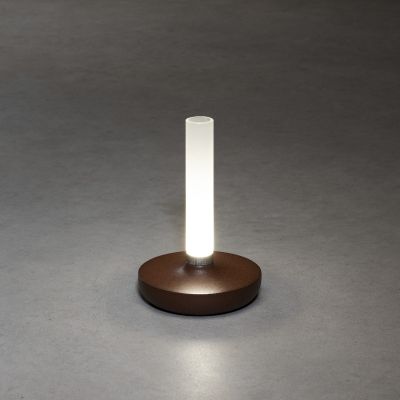 Lauavalgusti-vaas KONSTSMIDE Biarritz LED juhtmevaba, H-20.5cm, 2,5W, aku, 1800/2700/4000 K, alusega USB kaabel, IP54/ roostevärvi alum.