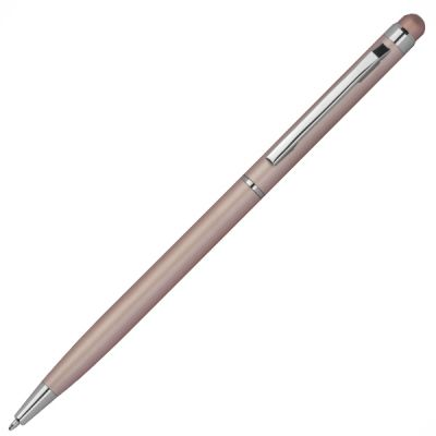 Ballpoint pen CATANIA with touch tip, pink gold, blue core