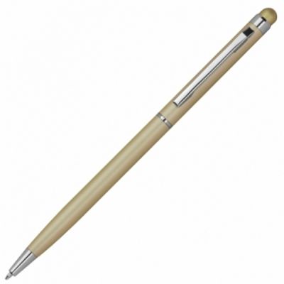 Ballpoint pen CATANIA with touch tip, golden, blue core