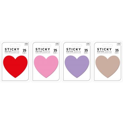 Sticky notes Hearts 75 x 68 mm, 25 sheets, assortment Interdruk