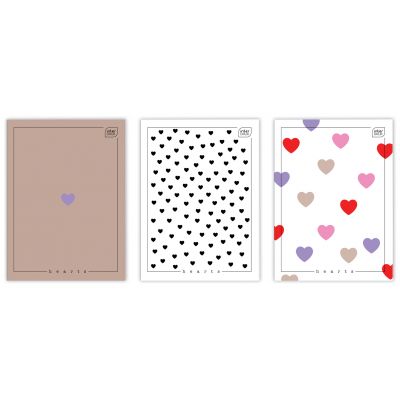 Notebook A4 80 sheets 70g, square Hearts assortment Interdruk
