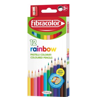 Värvipliiats Fibracolor Rainbow 12 värvi + 1 auguga teritaja