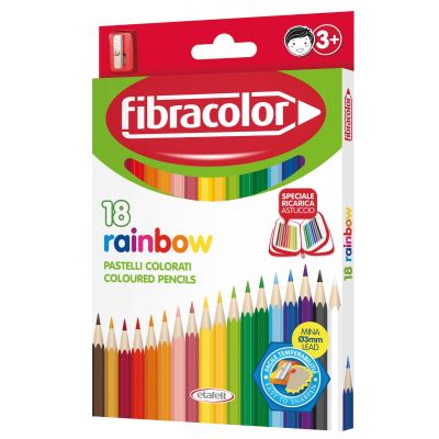 Värvipliiats Fibracolor Rainbow 18 värvi + 1 auguga teritaja