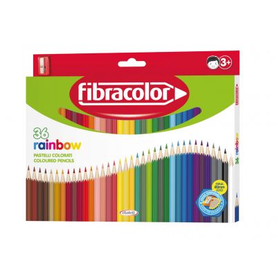 Värvipliiats Fibracolor Rainbow 36 värvi + 1 auguga teritaja