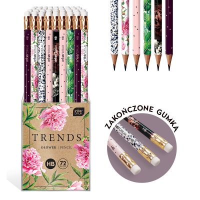 Graphite pencil with eraser Trends Mix HB, assortment, Interdruk