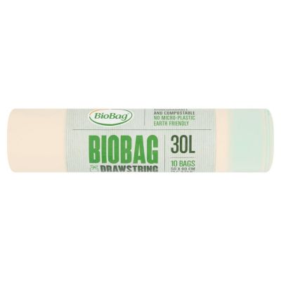 Garbage bag compostable / biodegradable 30l with string (50x60cm) 17 mic, 10pcs/roll, BioBag