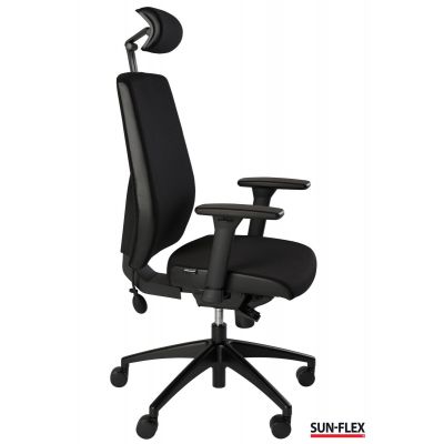 Töötool SUN-FLEX Officechair HB 250505 peatoega, regul. käetoed/kangas Onyx Black+must alum. jalarist