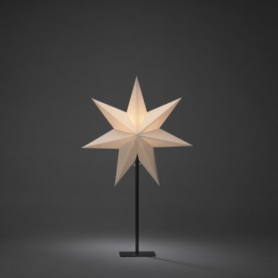 Paberist 7-haruline jõulutäht Hallikas mustal jalal, D-40cm, K-65cm, E14 lambipesa 15W pirnile, must kaabel 2,4m, 230V
