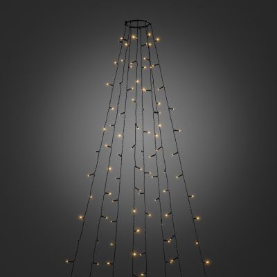 Küünlakett jõulukuusele, tipus ring D-8cm-8*30 merevaigukollase LED tulega harukaablit 240cm; trafo; 10m juhe/ must kaabel, õue