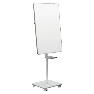 Loengutahvel NOBO MoveMeet Easel Steel WB 700x1000mm, valge, magnetiline, marker ja tarvikute alus/ hall ratastega jalg