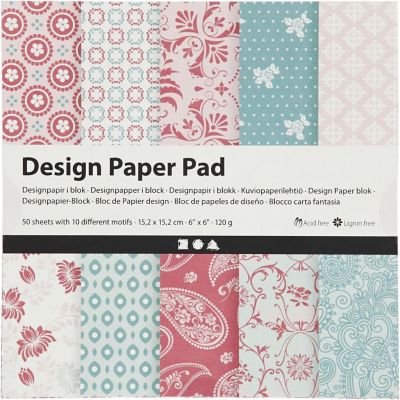 Design Paper Pad Creativ 15,2x15,2 cm, 120 g, Rose, 50 sheets with 10 different motifs
