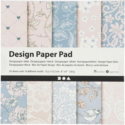 Design Paper Pad Creativ 15,2x15,2 cm, 120 g, Rose, 50 sheets with 10 different motifs