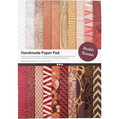 Handmade Paper Pad, A4, 210x297 mm, 110-150 g, natural-red brown, 20 sheet