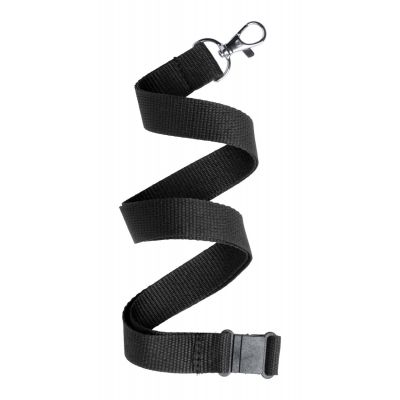 Lanyard KAPPIN 20x500mm with carabiner and safety buckle, black