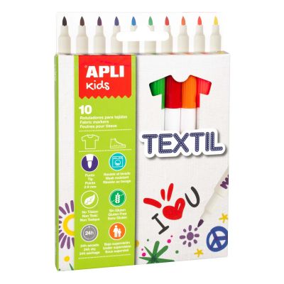 Marker tekstiilile Apli, 2,9 mm, 10 värvi pakis