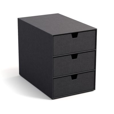  3 Drawer Chest INGRID Bigso Box, Canvas Paper Laminate Black C68