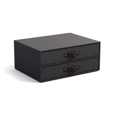 2 Drawer Chest Birger Bigso Box, Canvas Paper Laminate Black C68