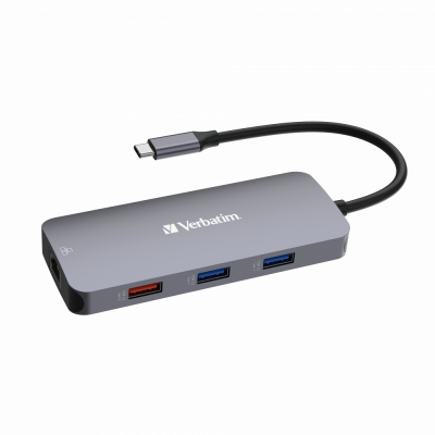 Port replikaator Verbatim CMH-09 USB-C Pro Multiport Hub 3xUSB-A/2xUSB-C/HDMI 4K 60Hz/Gbit LAN, SD/microSD-lugeja