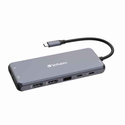 Port replikaator Verbatim CMH-14 USB-C Pro Multiport Hub 4xUSB-A/2xUSB-C/USB-C PD/2xHDMI 8K 30Hz/VGA/Gbit LAN, Audio, SD/microSD