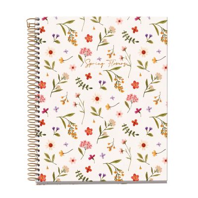 Kaustik A5 120l 5x5 ruut spiraal 2-ne augustus, 4-värv register, kartong kaaned CREAM SP.FLOWERS Miquelrius