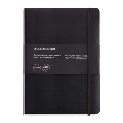 Notebook 152X210mm 300l 5x5 square LEATHER rubber attachment Miquelrius