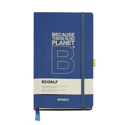 Märkmik 130x210x15mm 96l valge PLANET B BLUE ECOALF kummikinnitus, järjehoidja, pliiatsihoidja, Miquelrius