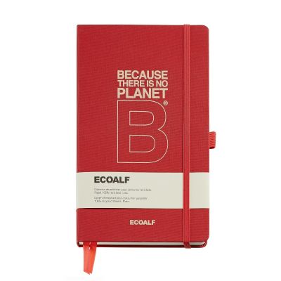Märkmik 130x210x15mm 96l valge PLANET B RED ECOALF kummikinnitus, järjehoidja, pliiatsihoidja, Miquelrius