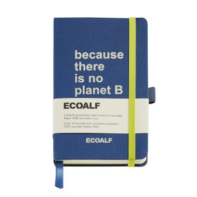 Märkmik 90x140x15mm 96l valge PLANET B BLUE ECOALF kummikinnitus, järjehoidja, pliiatsihoidja, Miquelrius