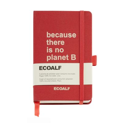 Märkmik 90x140x15mm 96l valge PLANET B RED ECOALF kummikinnitus, järjehoidja, pliiatsihoidja, Miquelrius