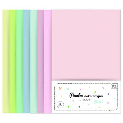 Käsitöövahtplast Pastel 020 A4 kompl 8 värvi, paksus 2mm, Interdruk