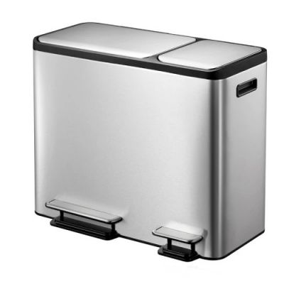 EKO EcoCasa Recycler Pedal Bin 30+15L, matt stainless steel