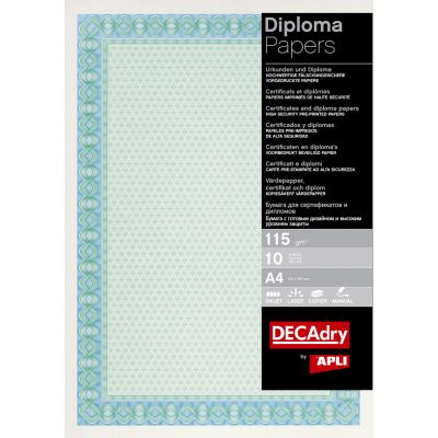 Turquoise certificate paper A4 115g 25 sheets, Apli