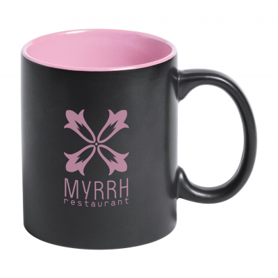 Mug LOUSA black and pink, engravable