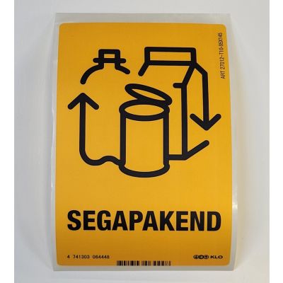 Kleebis prügikastile - SEGAPAKEND 95x145mm