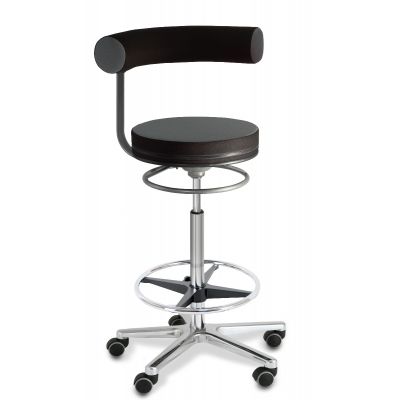 Pöördtool SANUS jalatoega/Ergonoomiline, pööratava seljatoega, istme kõrgus 63-89cm/kangas hall-must +kroom