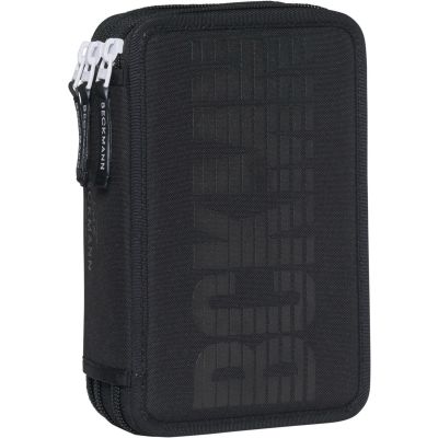 Three section pencil case with content Beckmann, Junior Black