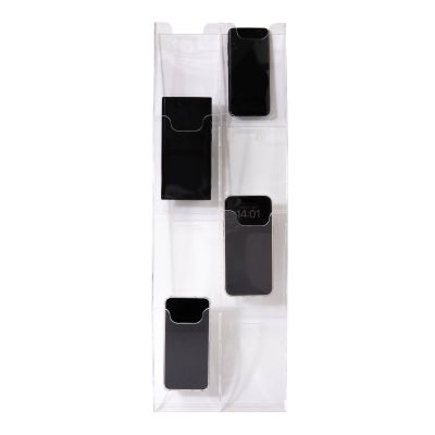 Mobiiltelefonide hoidik seinale, 8 taskut; L-210mm x H-613mmxS-64mm/ 3mm läbipaistev akrüül, eritöö