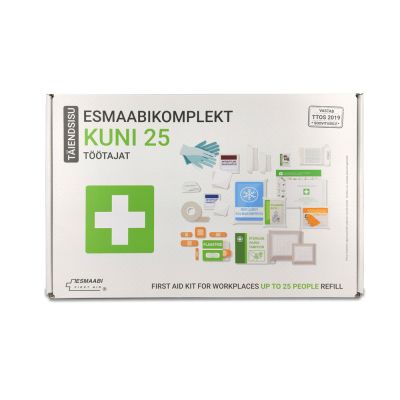 Esmaabikomplekt ettevõttele täitepakend kartong karbis (kuni 25 töötaja)