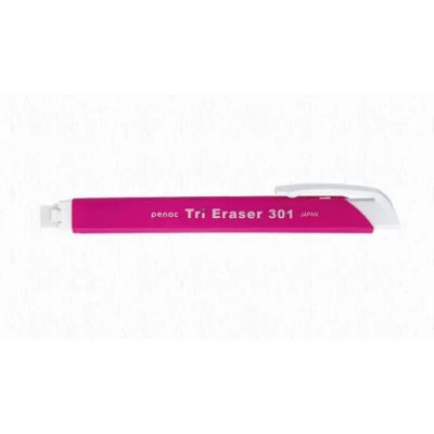 Tri Eraser, triangular pen-shape eraser, pink, Penac