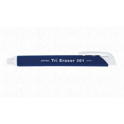 Tri Eraser, triangular pen-shape eraser, dark blue, Penac