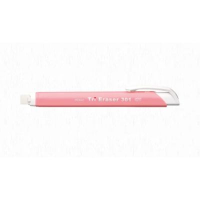 Tri Eraser, triangular pen-shape eraser, pastel pink, Penac