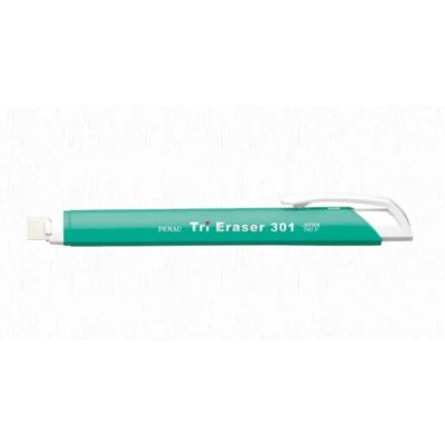 Tri Eraser, triangular pen-shape eraser, pastel green, Penac