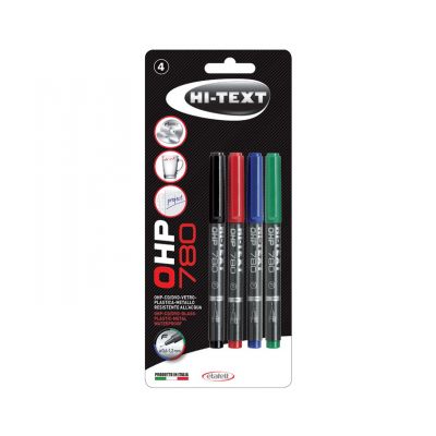 Marker Permanent Hi-Text OHP 780 Fine, 4 colors