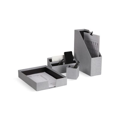 Desk organization set Hugo Bigso Box, Canvas Paper Laminate Ash C62