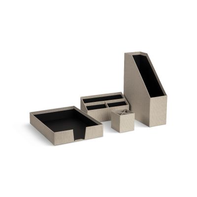 Desk organization set Hugo Bigso Box, Canvas Paper Laminate Linen C55
