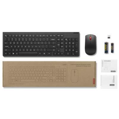 Klaviatuur Lenovo Essential Wireless Keyboard and Mouse Combo - Estonian, juhtmevaba, madalad klahvid